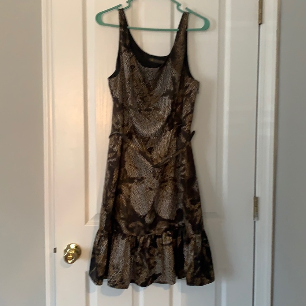 Belted Ruffle-hem dress